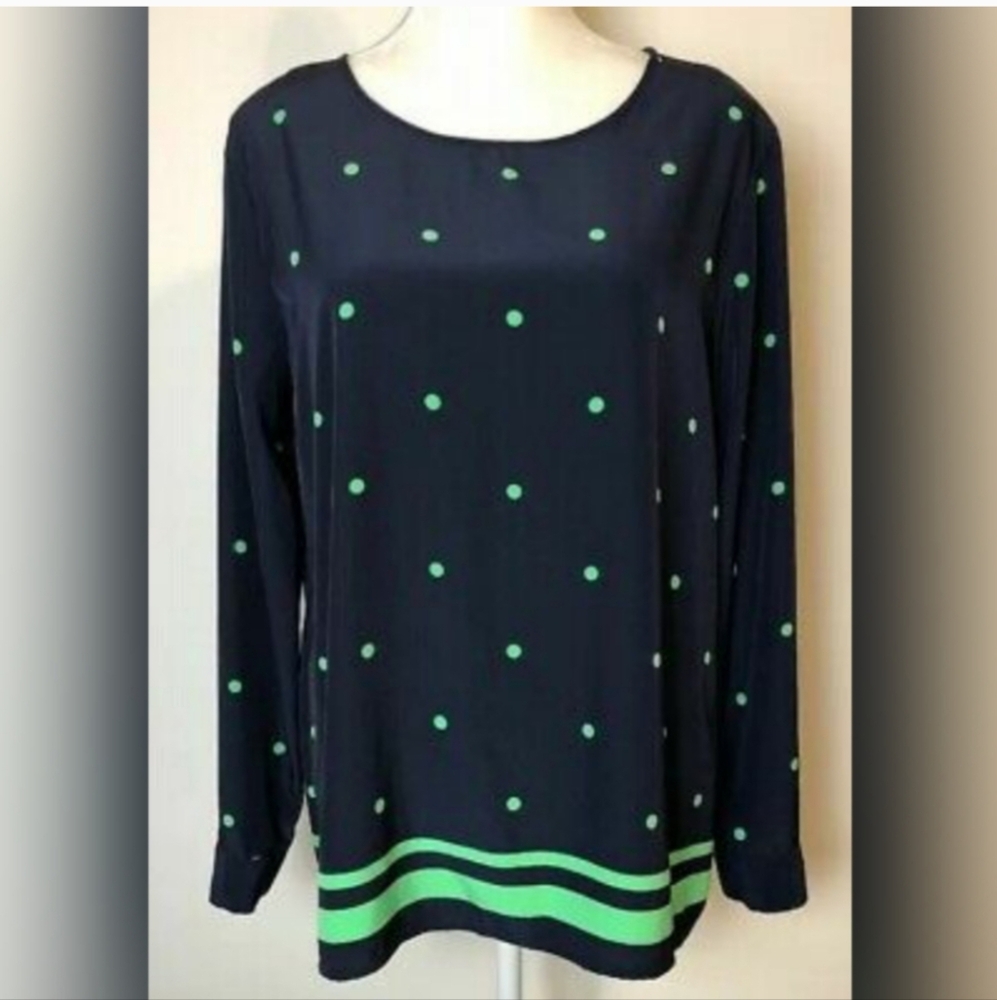 Gap Navy Blue & Green Polka Dot Tunic Top